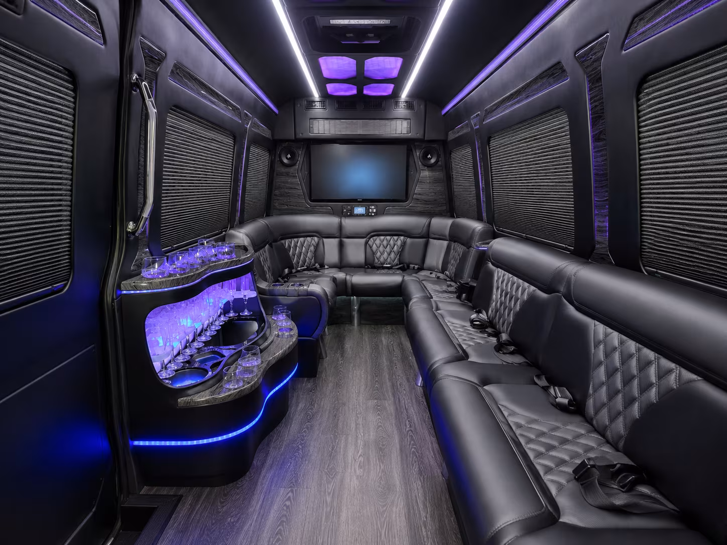 alhambra 30 passenger party bus inside